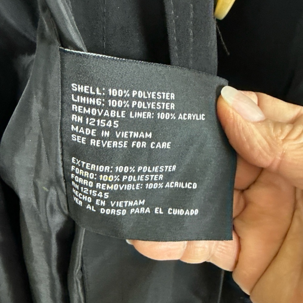 London Fog Black Trench Coat Classic Style - Picture 7 of 8